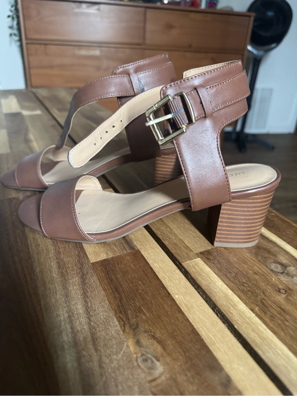 Kohls Brown Block Heel Sandals with Buckle Strap